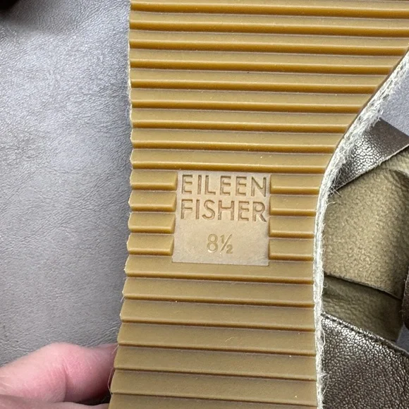Eileen Fisher Metallic Bronze Willow Espadrille Wedge Sandal Size 8.5